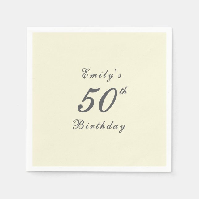 Modern Elegant 50th Birthday Party Paper Pappersservett (Framsidan)
