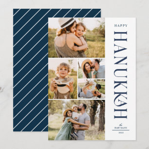 Modern Elegant 5 Photo Collage Hanukkah Julkort