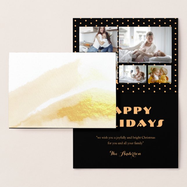 Modern Elegant 5 Photo Collage Helgdag Folierat Kort (Display)