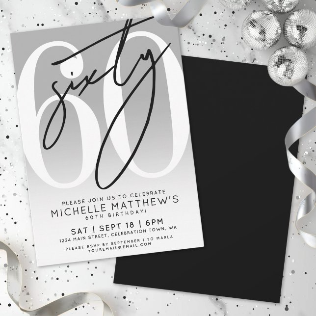 Modern Elegant 60-årsfest Inbjudningar (Modern Elegant 60th Birthday Party Invitation)
