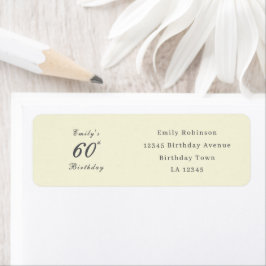 Modern Elegant 60th Birthday Address Returadress Etikett