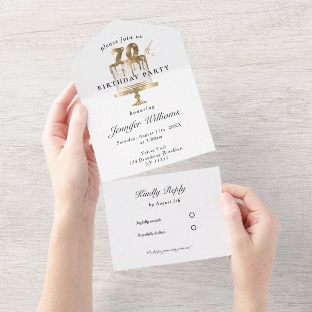 Modern, elegant 70. allt i en inbjudan (Avrivbar del)