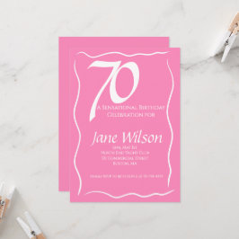 Modern Elegant 70-års Födelsedagsinbjudan Rosa Inbjudningar