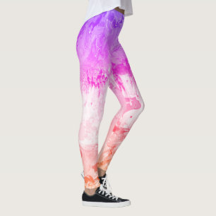 Modern Elegant Abstrakt Art Rosa Lila Red Gult Leggings