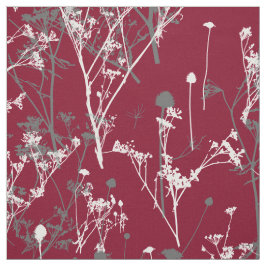 Modern Elegant Abstrakt Burgundy Grått Wildblommor Tyg