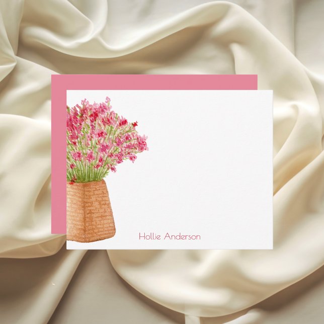 Modern Elegant Akvarell Blommig Brevpapper Anteckningskort (Skapare uppladdad)