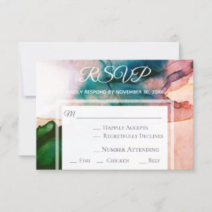 *~* Modern Elegant Akvarell RSVP Bröllop OSA Kort
