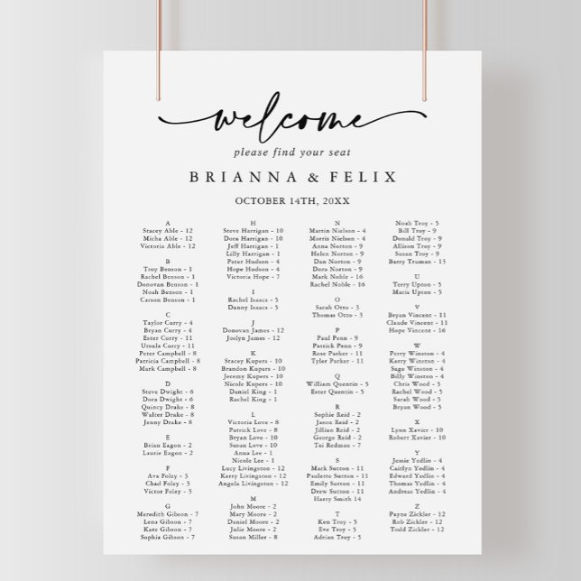 Modern Elegant - alfabetiskt sittningsschema Poster (Skapare uppladdad)
