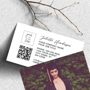 Modern Elegant All-in-one Logo QR Foto Visitkort