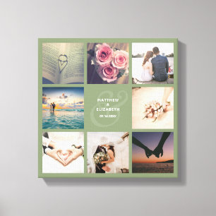 Modern Elegant Ampersand Bröllop Photo Collage Canvastryck