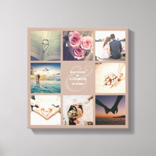 Modern Elegant Ampersand Bröllop Photo Collage Canvastryck