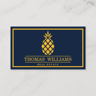 Modern Elegant ananas-Logotyp på svart bakgrund Visitkort