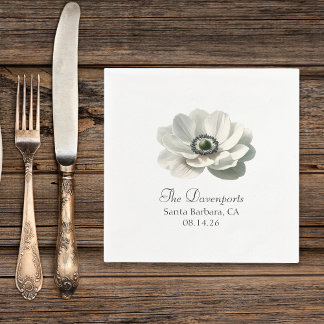 Modern Elegant Anenome Blomma Bröllop Cocktail Pappersservett