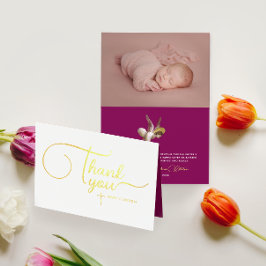Modern Elegant Angel Baby Baptism Tack Script Folierat Kort