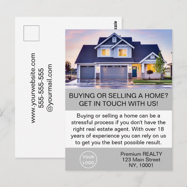 Modern Elegant Anpassad för Fastighetsmäklare Vykort (Fram/baksida)