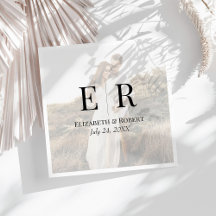 Modern Elegant Anpassad Foto Monogram Bröllop