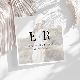 Modern Elegant Anpassad Foto Monogram Bröllop Pappersservett