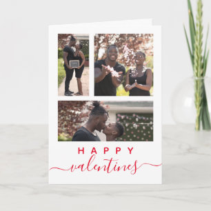 Modern Elegant Anpassningsbar Photo Collage Valent Kort
