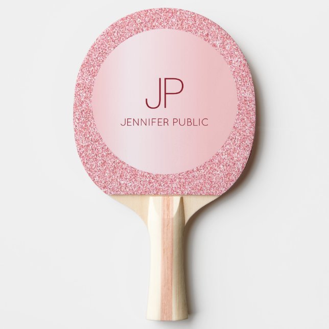 Modern Elegant Anpassningsbar Ro Guld Monogram Pingisracket (Framsidan)