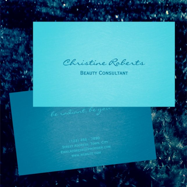 Modern Elegant Aqua Teal Beauty Advisor Visitkort (Add your name and details to this elegant textured teal turquoise beauty business card cool soothing)