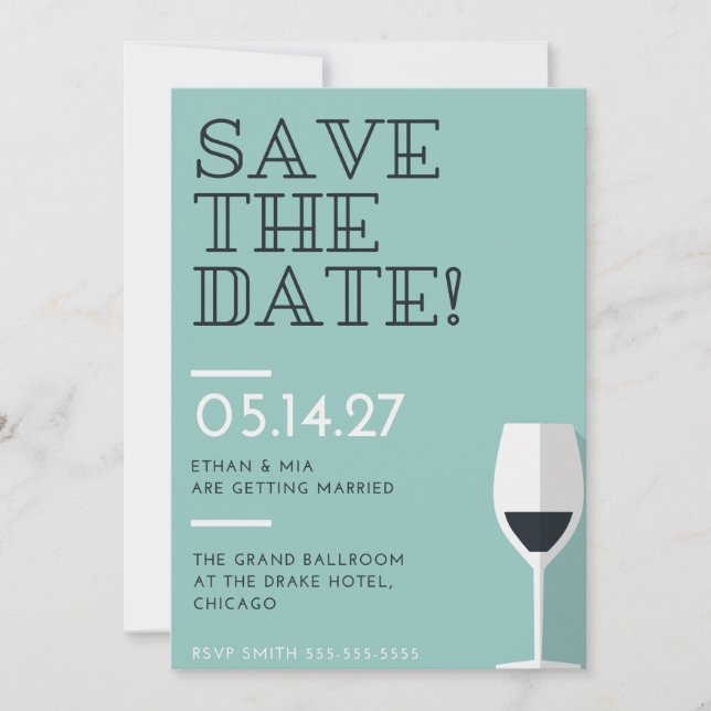 Modern Elegant Aquamarine Spara datuminbjudan Spara Datumet (Framsida)