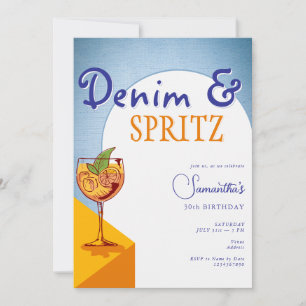 Modern Elegant Arch Denim & Spritz Sommardag Inbjudningar