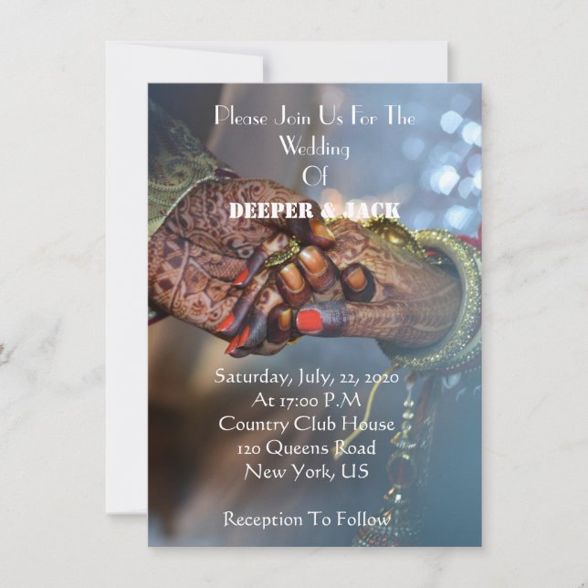 Modern elegant Asiatisk bröllopsinbjudan till stil (Framsida)