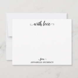Modern Elegant Avslappnad med Kärlek Black Script Anteckningskort