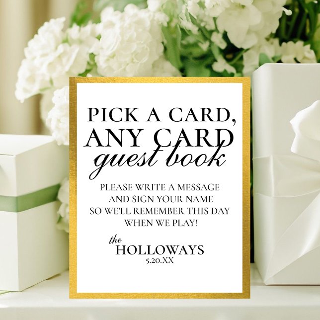 Modern Elegant B&W Playing Card Guest Book Sign Poster (Modern Elegant B&W Playing Card Guest Book Sign)