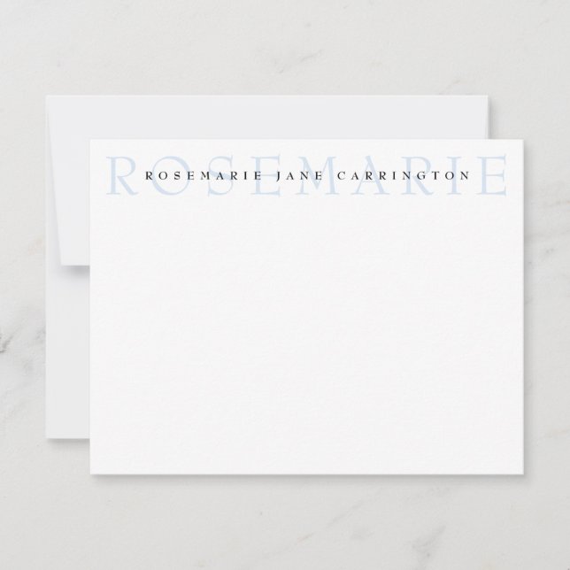 Modern Elegant Baby blue Personlig Stationery Anteckningskort (Framsida)
