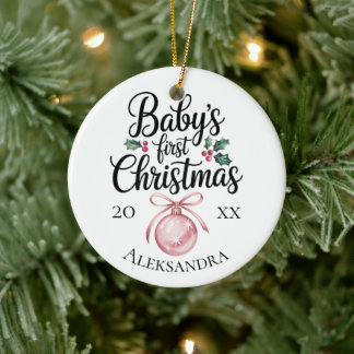 Modern Elegant Baby First Christmas Baby Gift Julgransprydnad Keramik