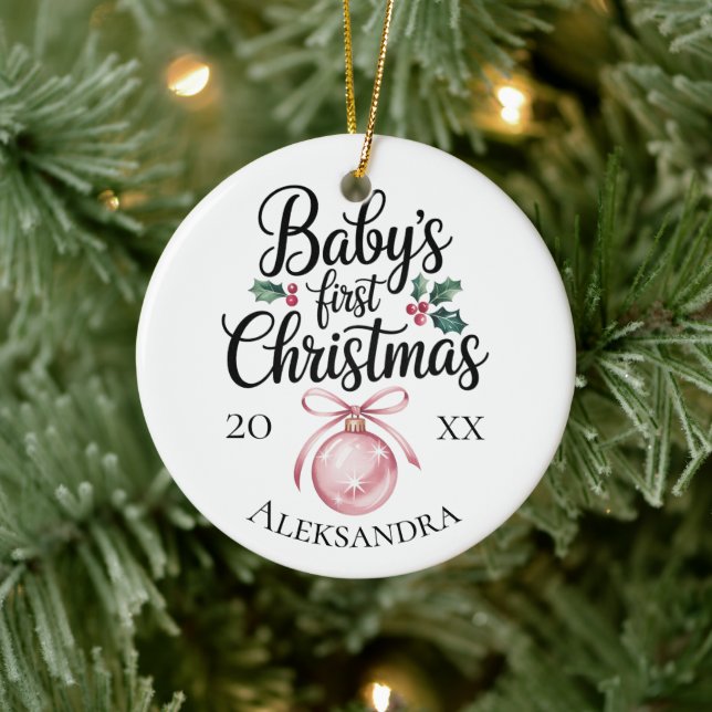 Modern Elegant Baby First Christmas Baby Gift Julgransprydnad Keramik (Träd)