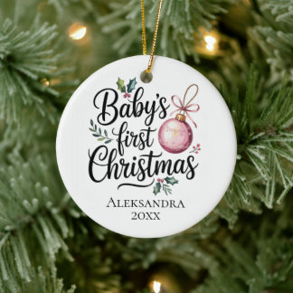 Modern Elegant Baby First Christmas Baby Gift Julgransprydnad Keramik