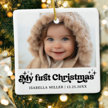 Modern Elegant Baby Första jul-foto i Baby