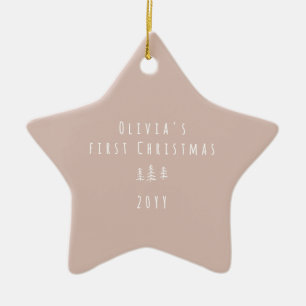 modern elegant baby,, första jultomten julgransprydnad keramik