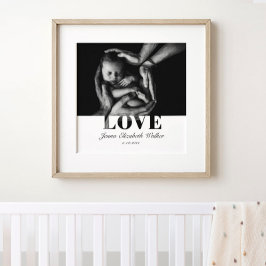 Modern Elegant Baby Photo Kärlek Typography Poster