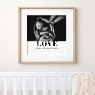 Modern Elegant Baby Photo Kärlek Typography Poster