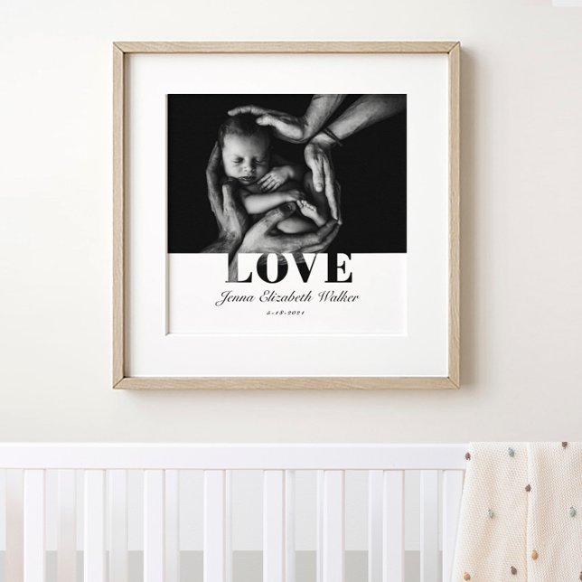Modern Elegant Baby Photo Kärlek Typography Poster (Skapare uppladdad)