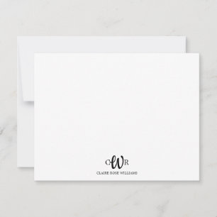 Modern Elegant Basic 3 Monogram Boho Chic Mönster Anteckningskort