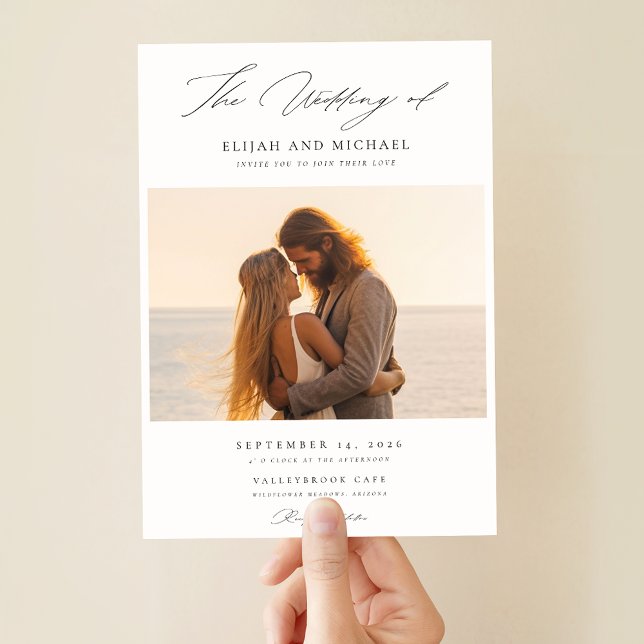 Modern Elegant Beach Wedding Photo Inbjudningar (Skapare uppladdad)