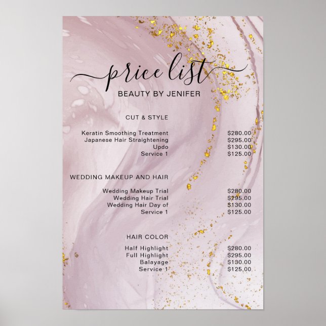 Modern Elegant Beauty Salon pris list Poster (Framsidan)