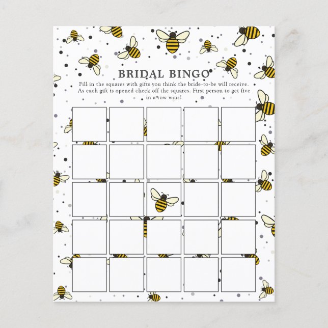 Modern Elegant Bee Möhippa Bingo-spel (Framsida)