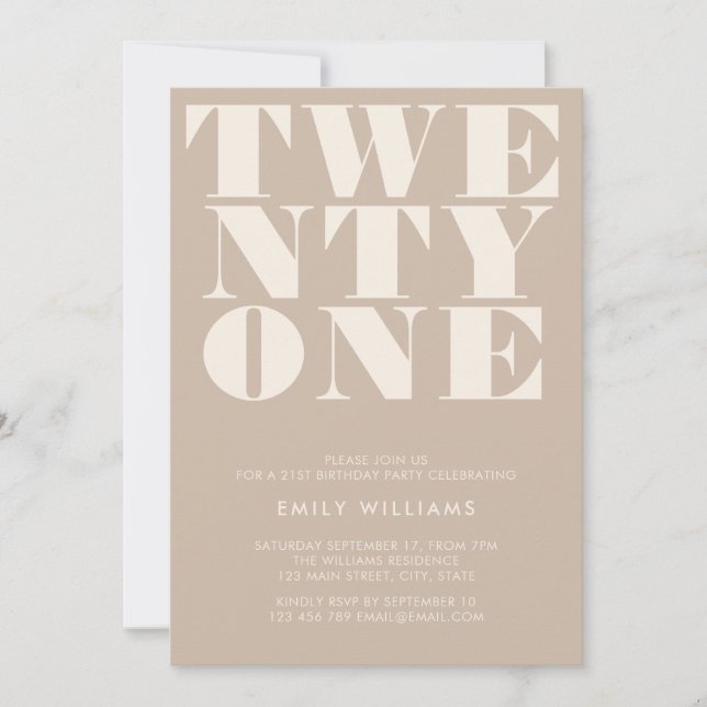 Modern Elegant Beige Bold Typography Inbjudningar (Framsida)
