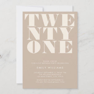 Modern Elegant Beige Bold Typography Inbjudningar