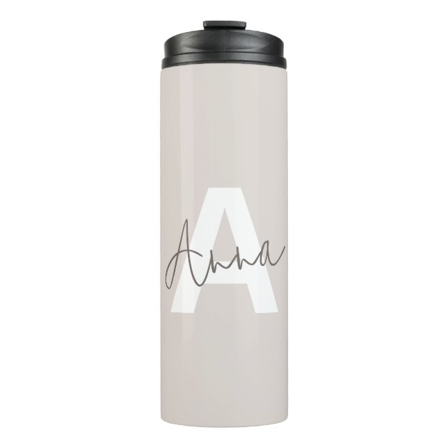 Modern Elegant Beige Monogram Anpassningsbar Initi (Framsida)