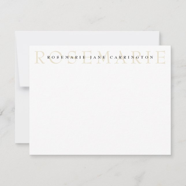 Modern Elegant Beige Personal Stationery Anteckningskort (Framsida)