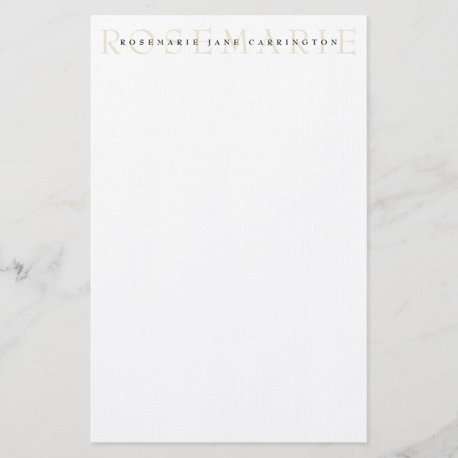 Modern Elegant Beige Personlig Stationery Brevpapper (Framsida)