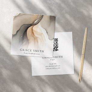 Modern Elegant Beige Watercolor Fyrkantigt Visitkort