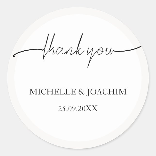 Modern Elegant Beige White Runt Klistermärke (Framsida)