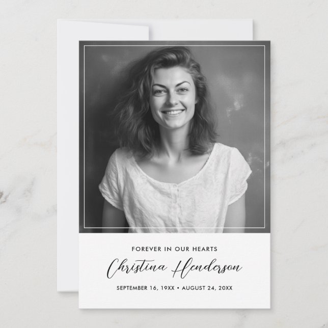 Modern Elegant Bereavement Sympathy Funeral Photo Tack Kort (Framsida)